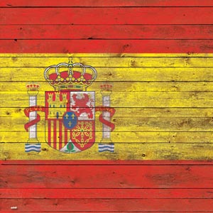 Spain Flag Dark Wood Fire TV Cube Skin